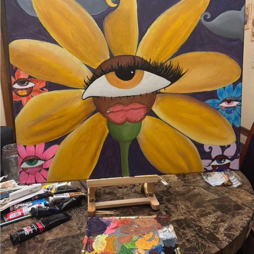 Surreal Eye Flower Canvas Art